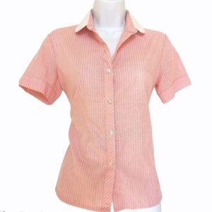 VINTAGE 90s pink blouse pin stripe short sleeve
